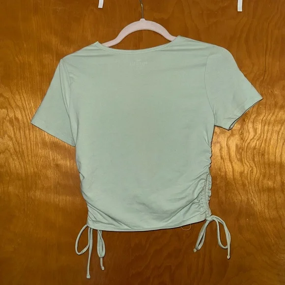Mint Green Ruched Side Women's Top - Picture 4 of 4